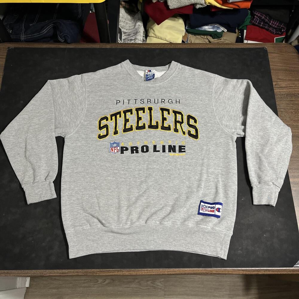 Vintage Pittsburgh Steelers Sweatshirt Mens XL Gray NFL Football Champion 90s
